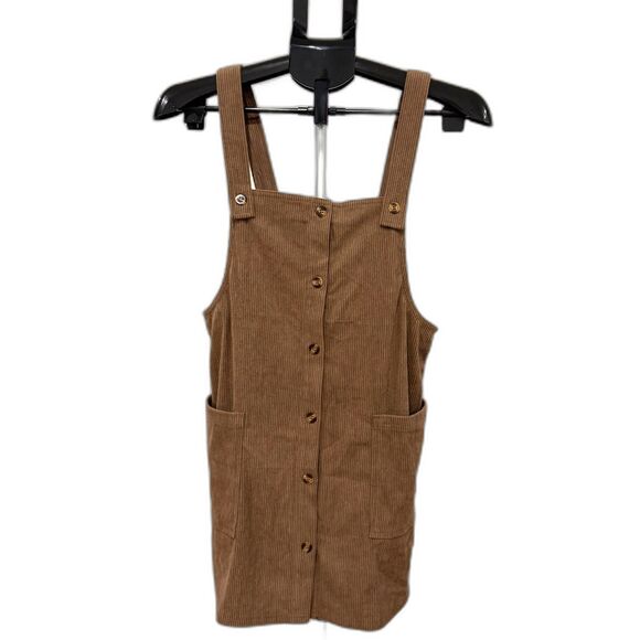 HALARA NWT Acorn Brown Corduroy Mini Jumper Dress - Size Small - Picture 3 of 7